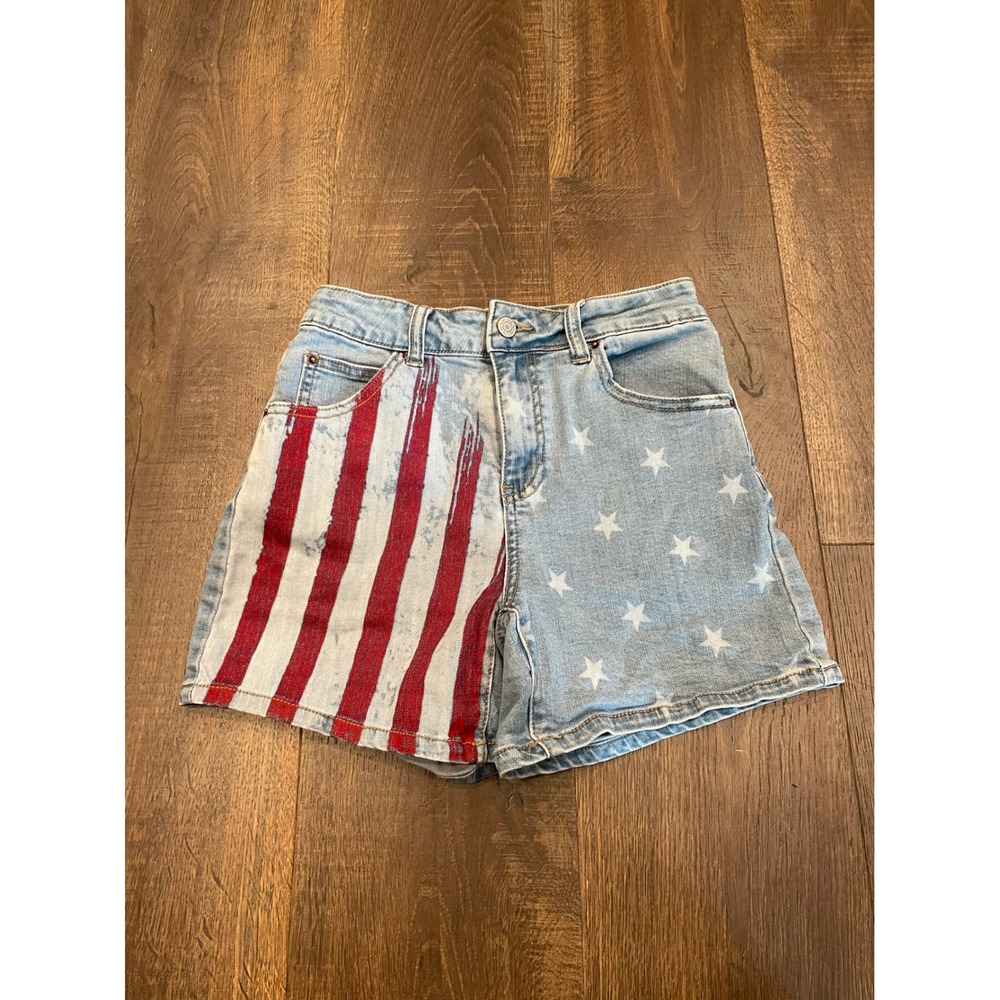 Litz Denim Light Wash American Flag Jean Shorts‎